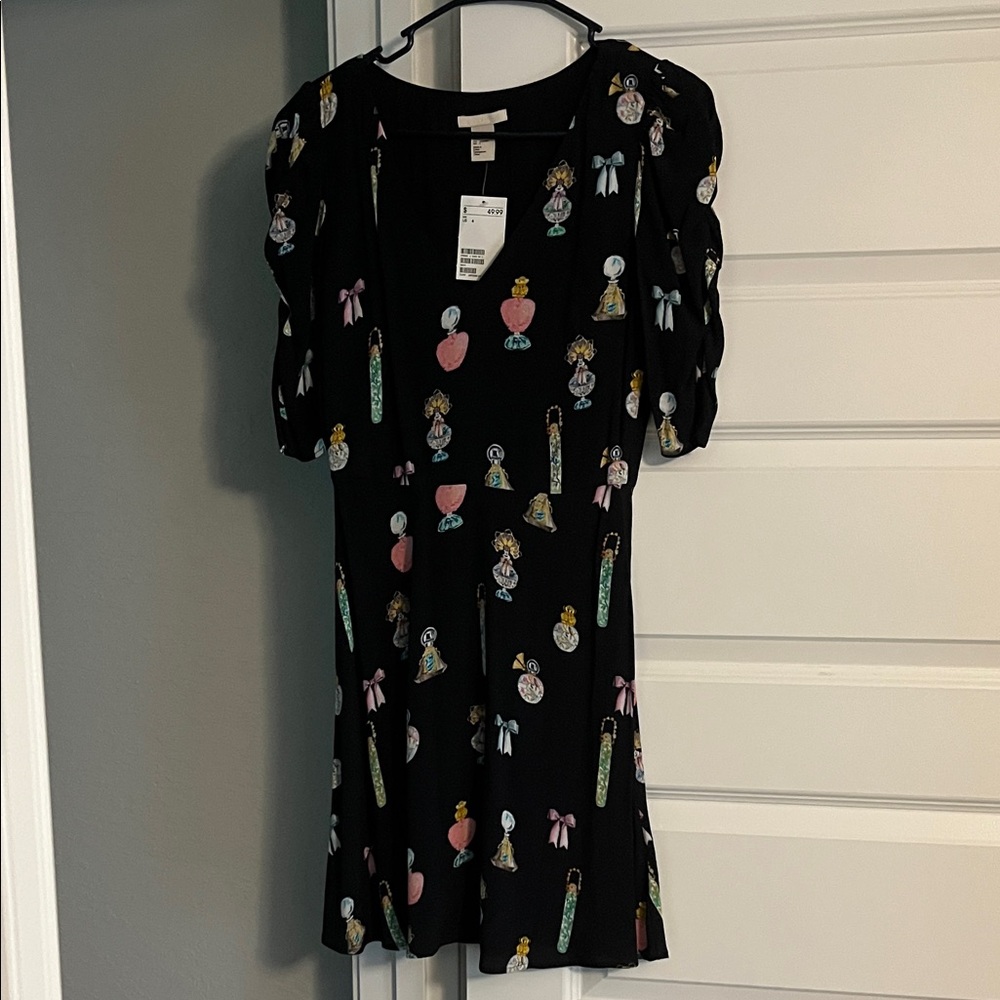 H&M Black Kids Dress with Colorful Doll Pattern